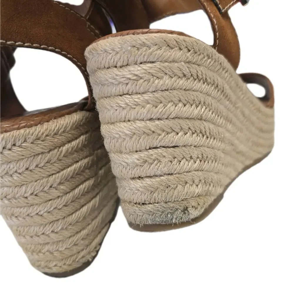 Circus by Sam Edelman Delilah Espadrille Wedge Sandals Brown Faux Suede 8.5 M